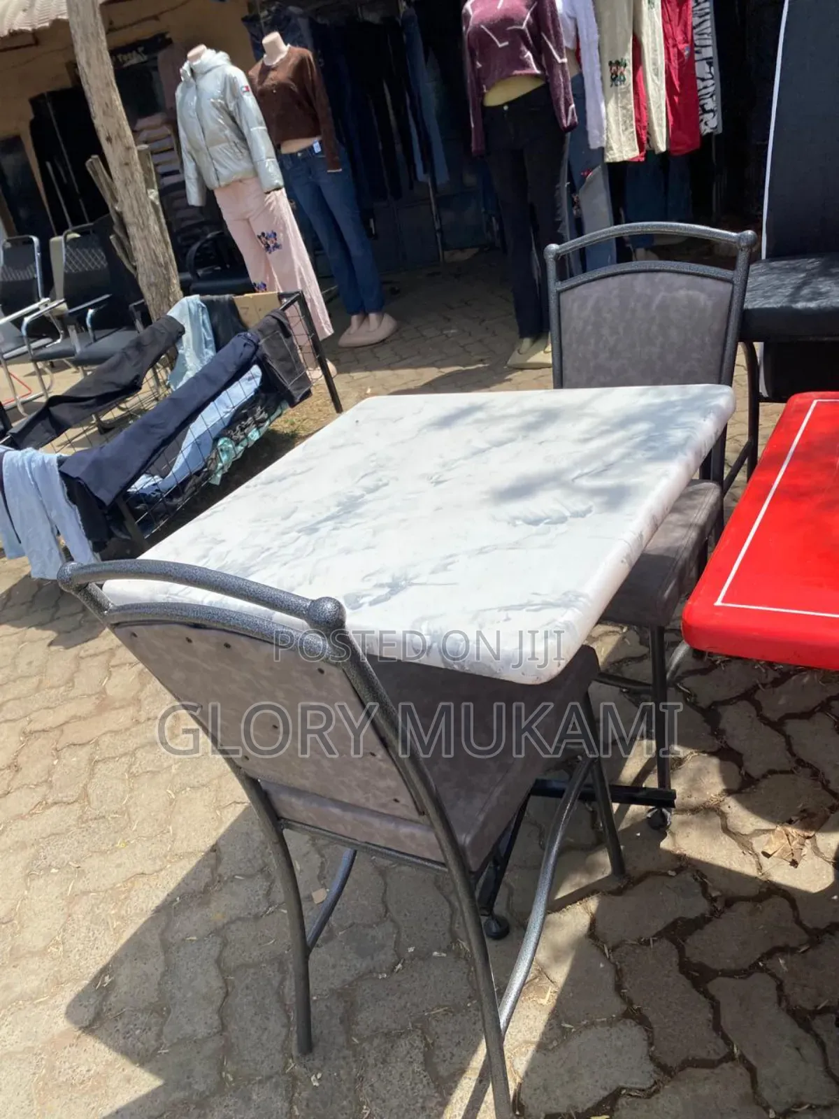 White Grey Marble Square Table