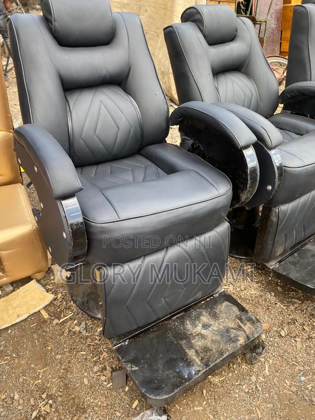 Black Leather Adjustable Barber Seat - main view
