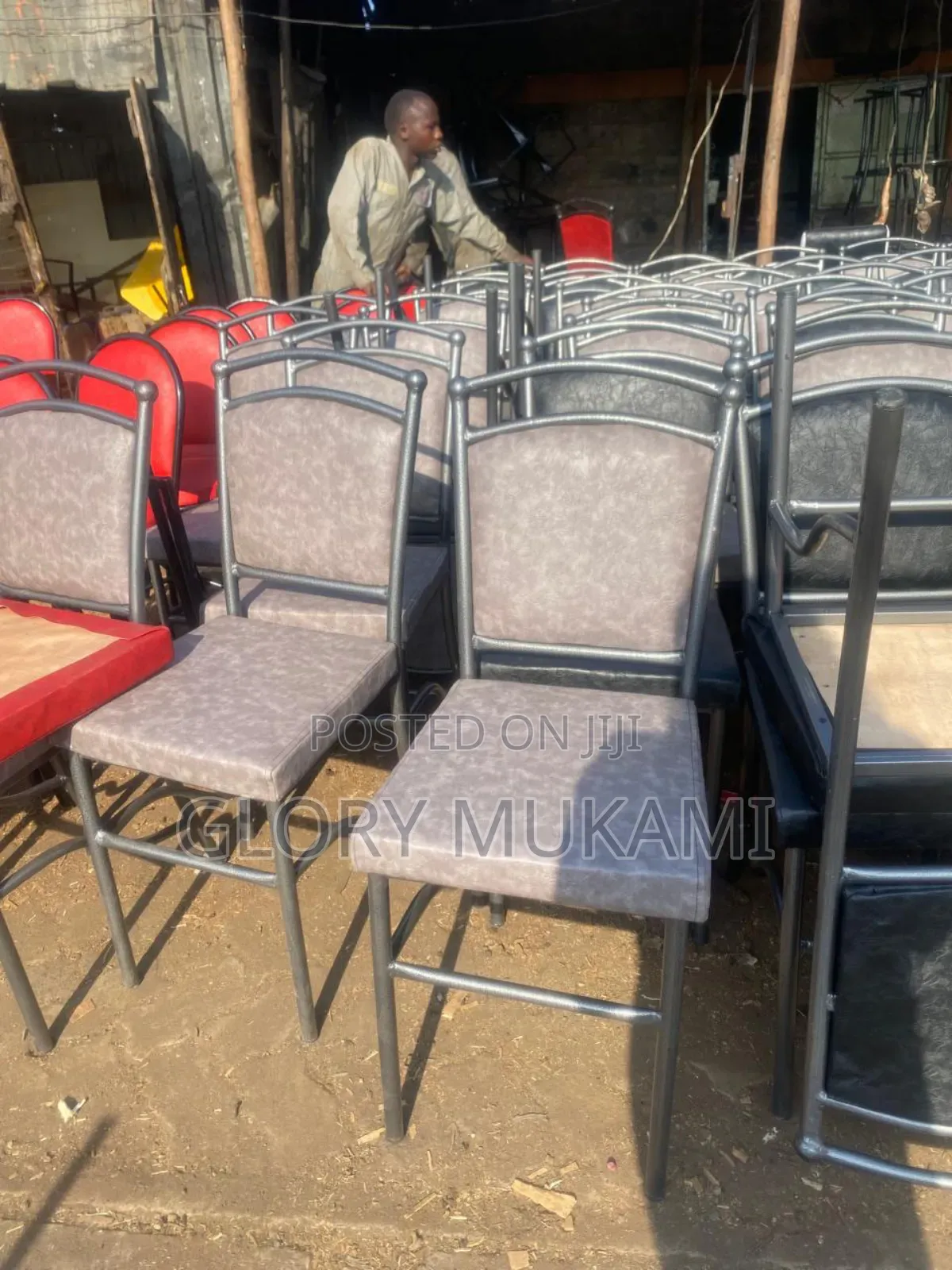 Grey Silver Coated Restaurants Chairs