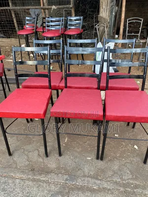 Red Low Squared Flat Restaurants and Bar Chairs