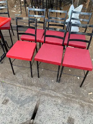 Red Low Squared Flat Restaurants and Bar Chairs