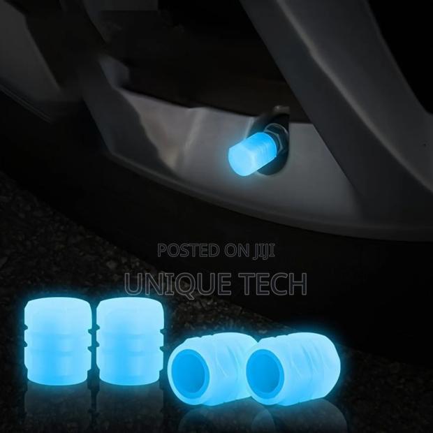 Fluorescent Tire Valve Caps - Pack Of 4 (Blue Colour)