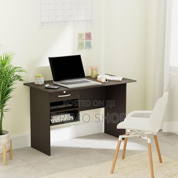 Office Desk With Drawer and 2 Shelves (Wenge Finish)