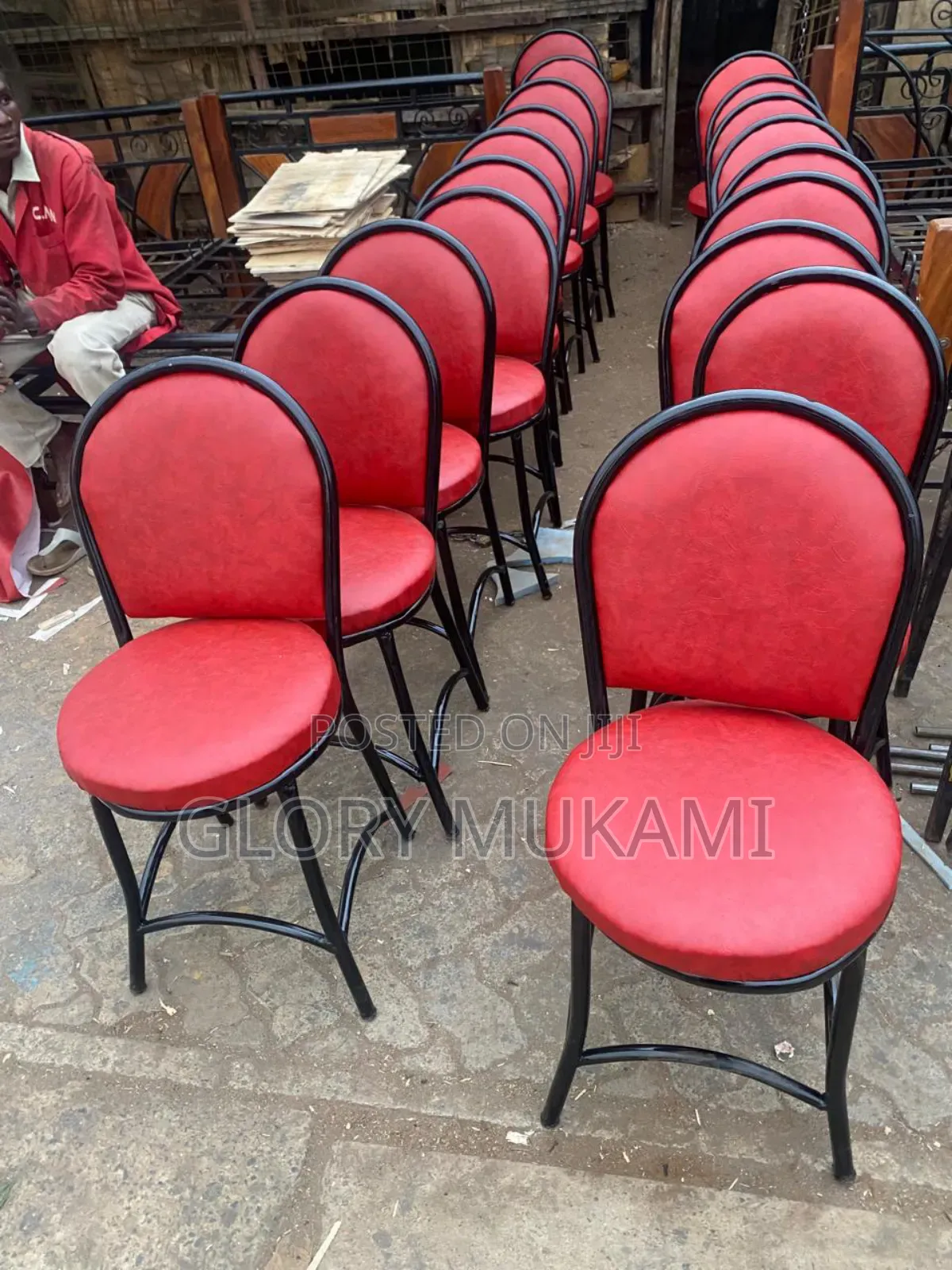 Red Curved Restaurants and Bar Chairs