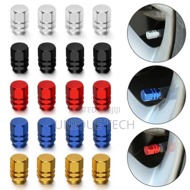 4pcs High-Strength Metallic Nozzle ,Valve Caps,Red,Blue,Pink - main view