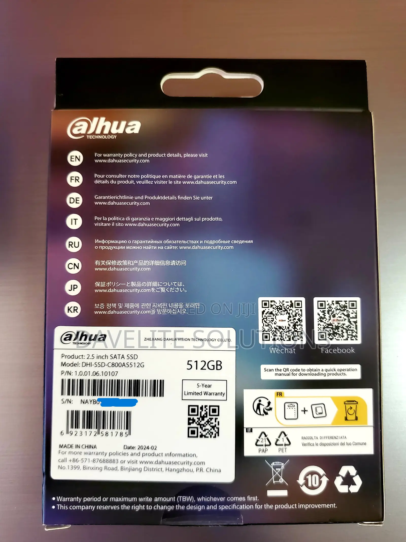 Dahua 512gb 2.5 Inch Sata SSD 3d Nand SSD C800a