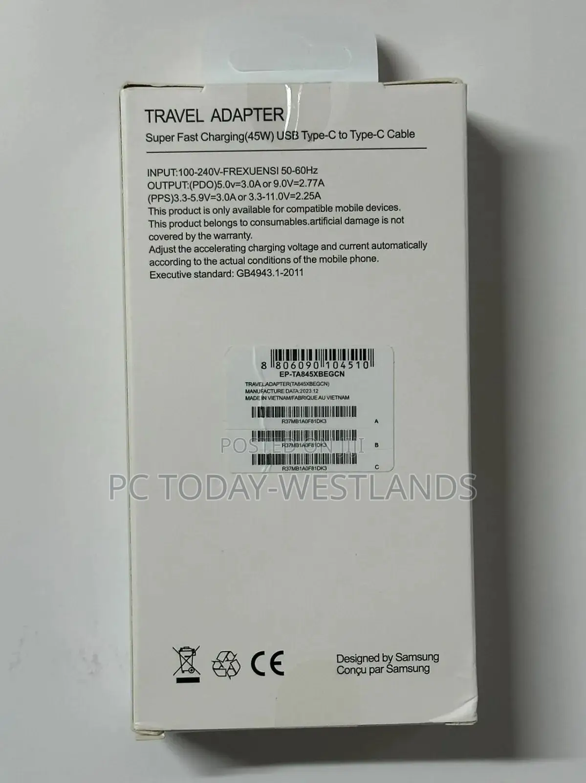 Samsung 45W USB-C Wall Charger Super Fast Charging W/ Cable