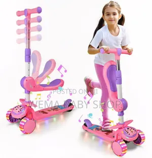 2 in 1 Adjustable Kids Scooter With Music and Lights