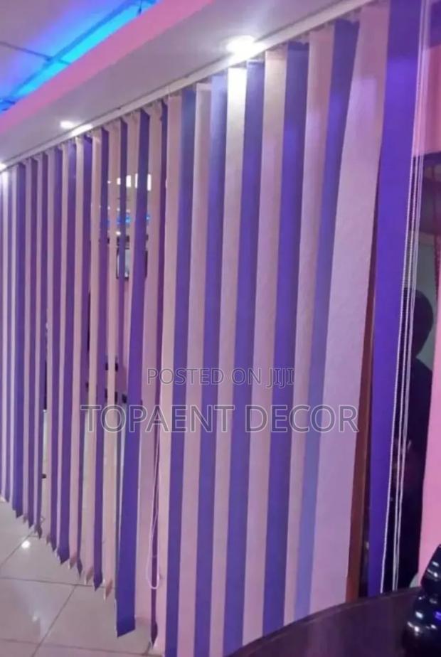 Blue and White Vertical Office Window Blinds - main view