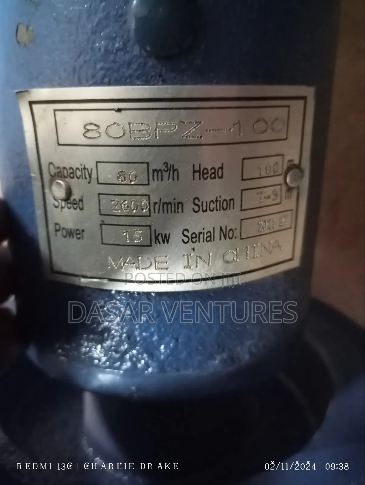 Bare Pump 3" 100m Hd and 80m3/Hr Flow Rate