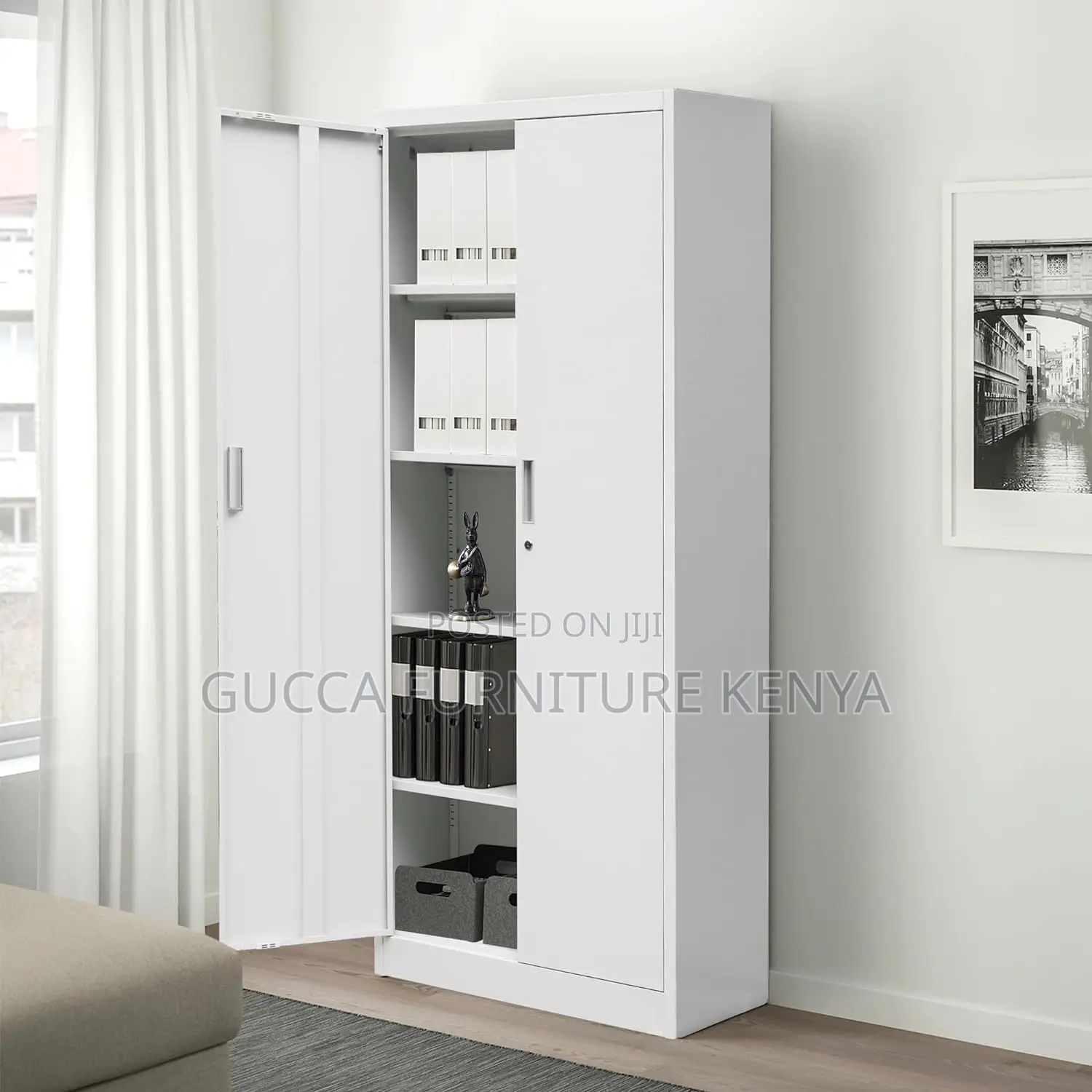 Cabinets:2-Door Steel Cabinet With 5 Adjustable Shelves