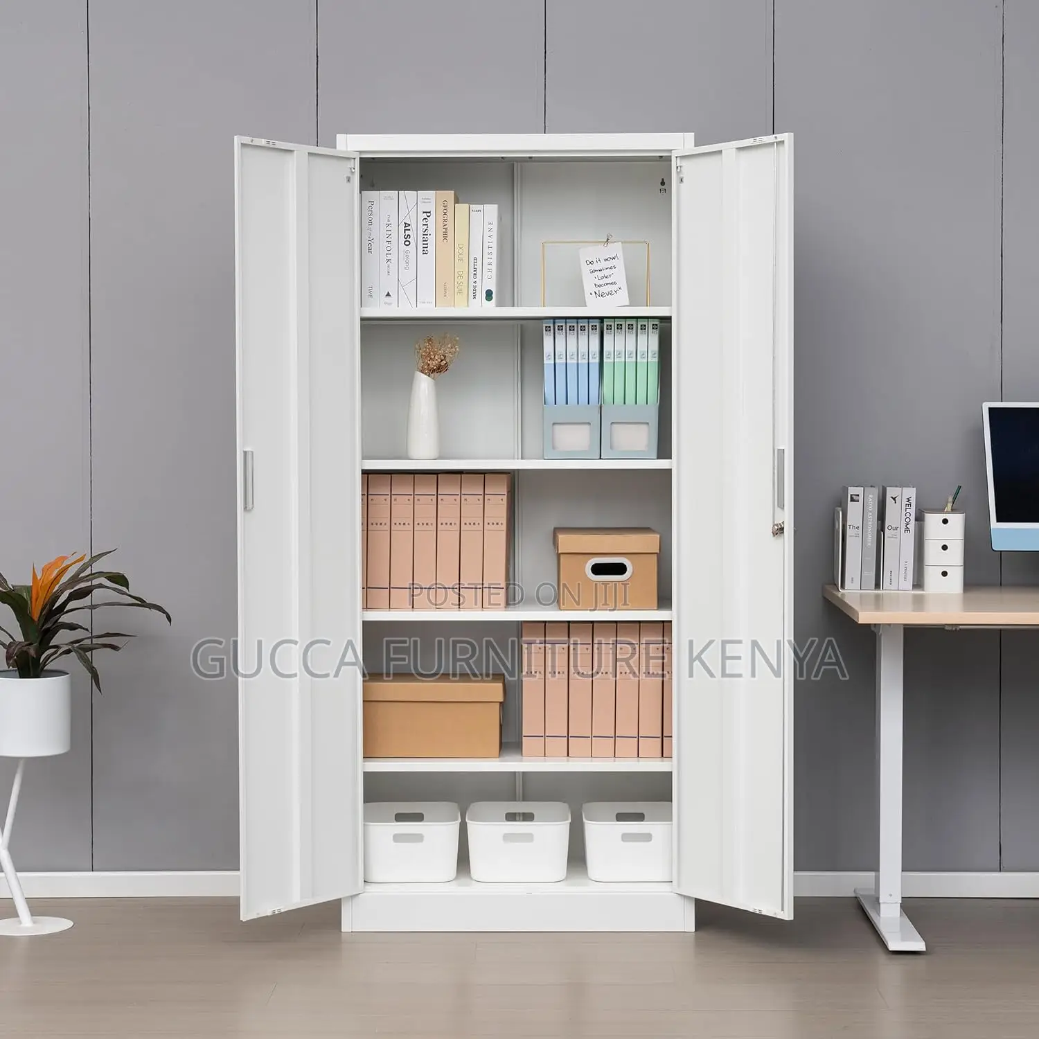 Cabinets:2-Door Steel Cabinet With 5 Adjustable Shelves