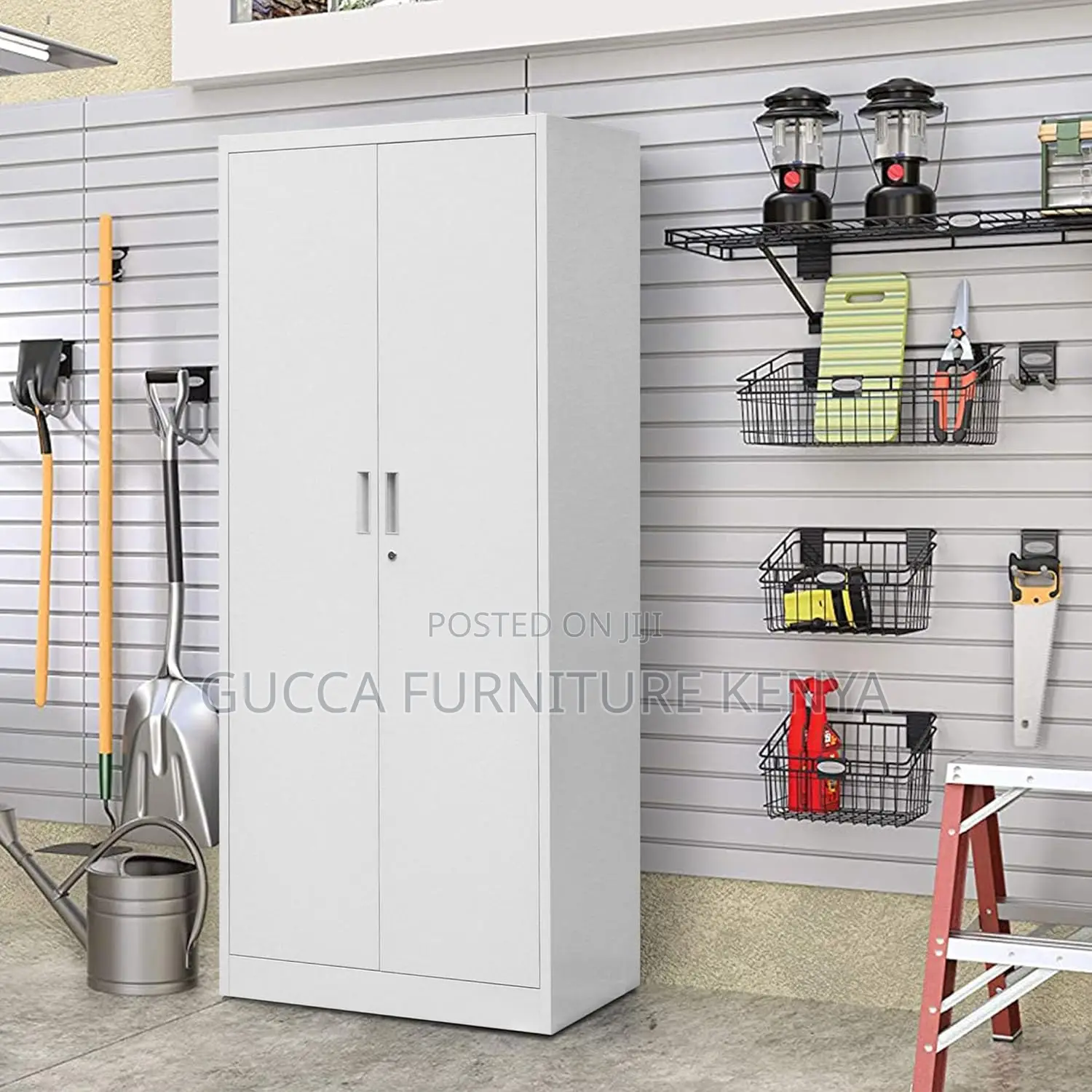 Cabinets:2-Door Steel Cabinet With 5 Adjustable Shelves