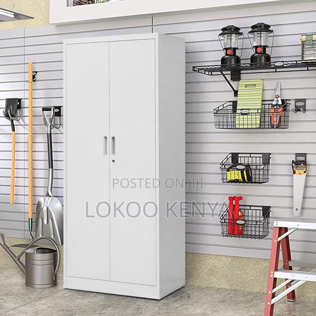 Cabinets: Metallic 2-Door Cabinet With 5 Adjustable Shelves