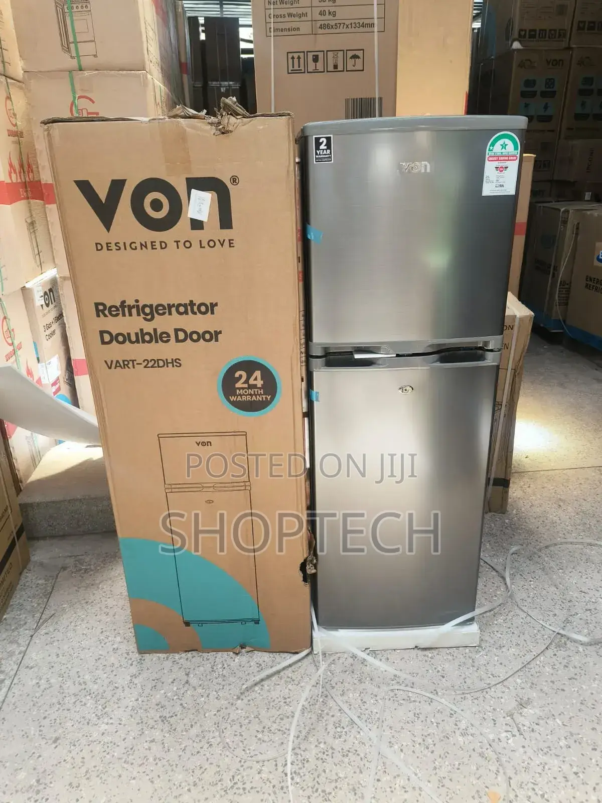 VON 138 Litres Double Door Refrigerator