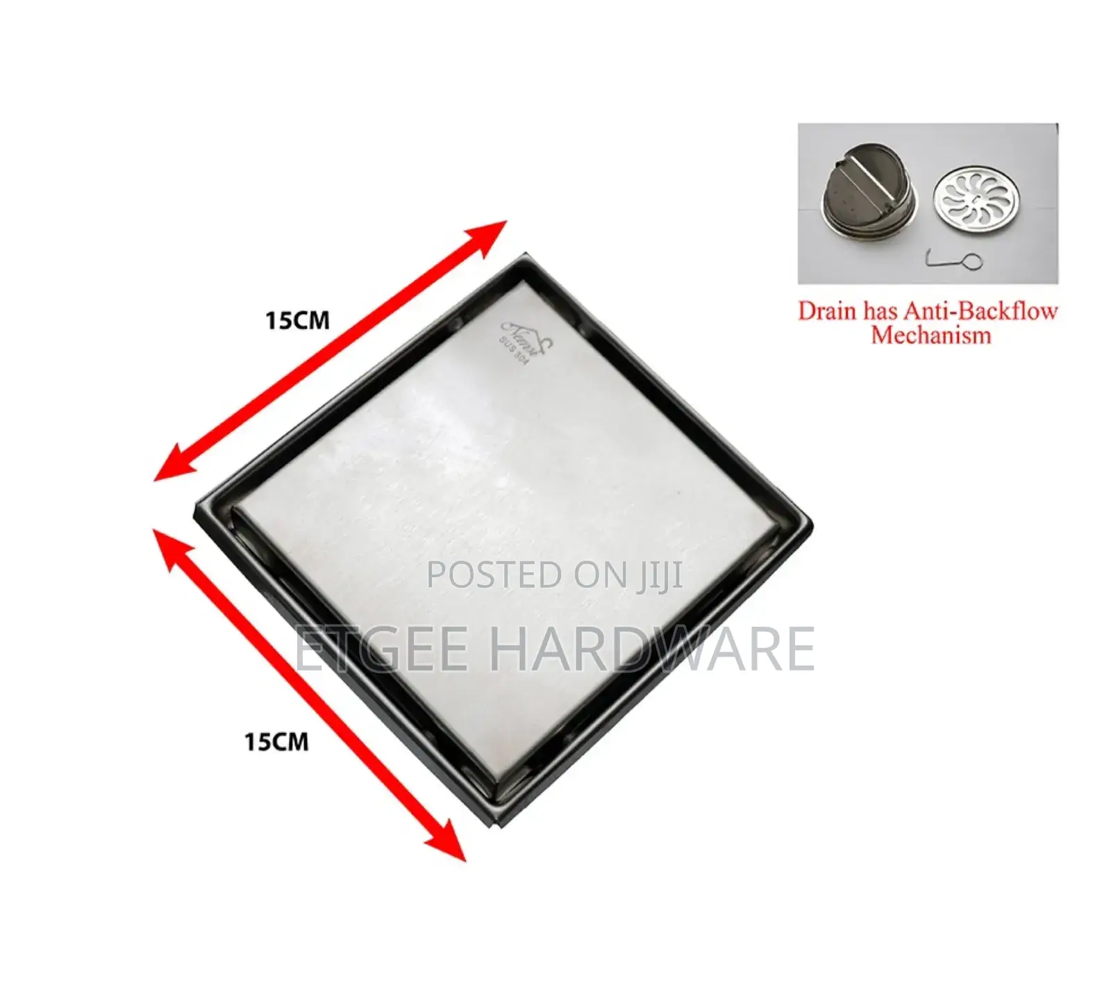 N330MATT – Floor Drain (Non Return Valve) 15*15cm- Matt