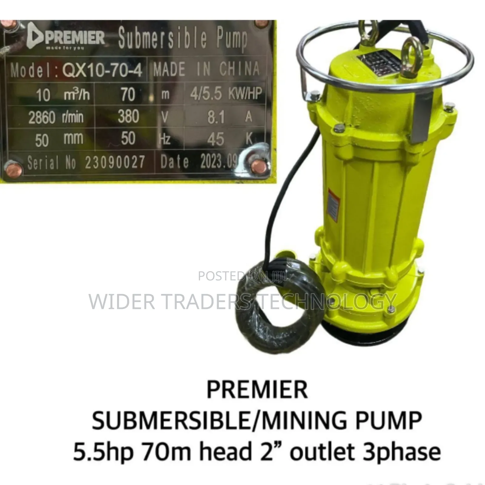 Premier Submersible Pump 5.5hp 70M Head