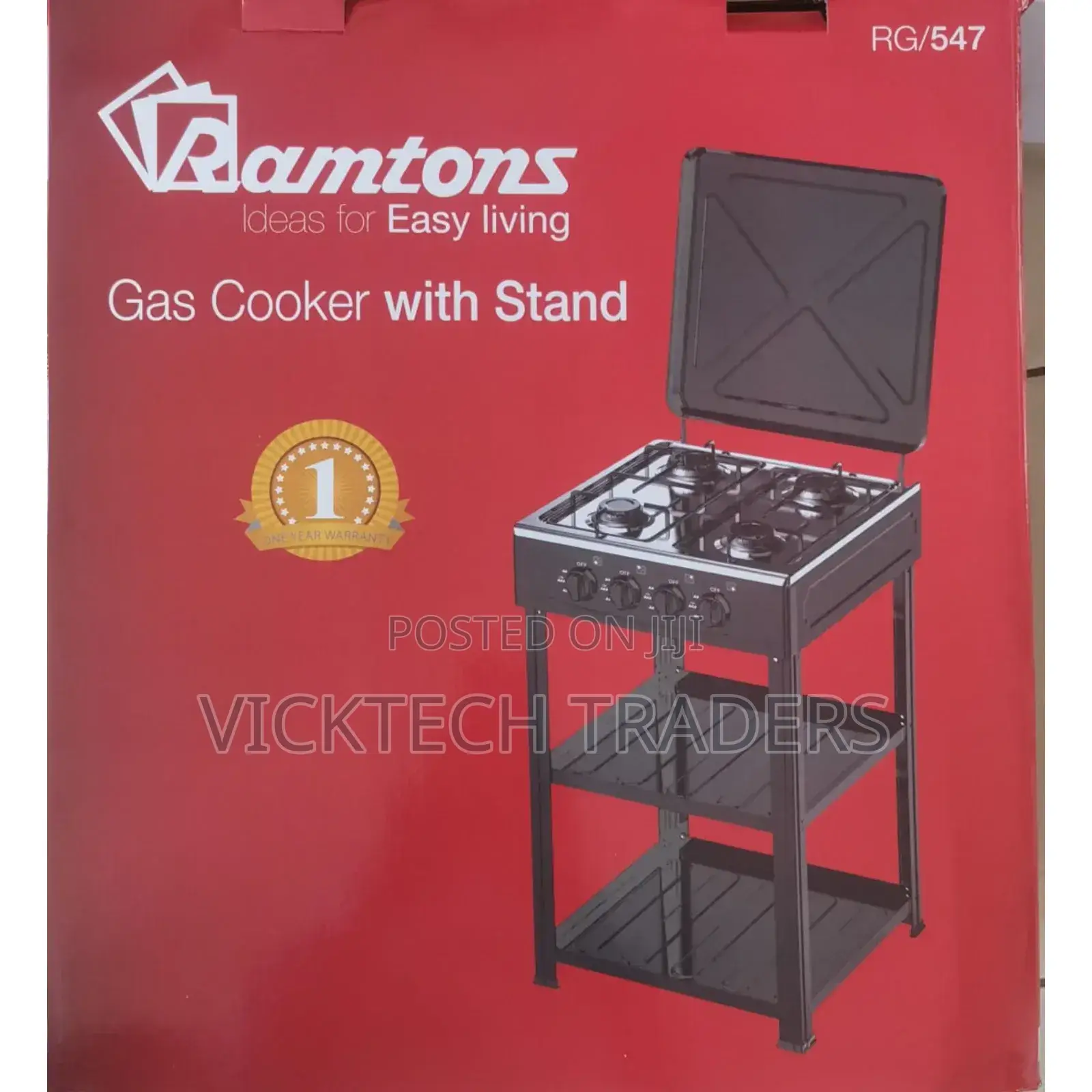 Cooker,Ramtons RG547 4gas With Shelves