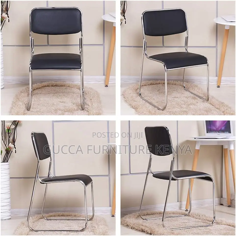 Office Chairs: Chrome Leather Office Guest Chair
