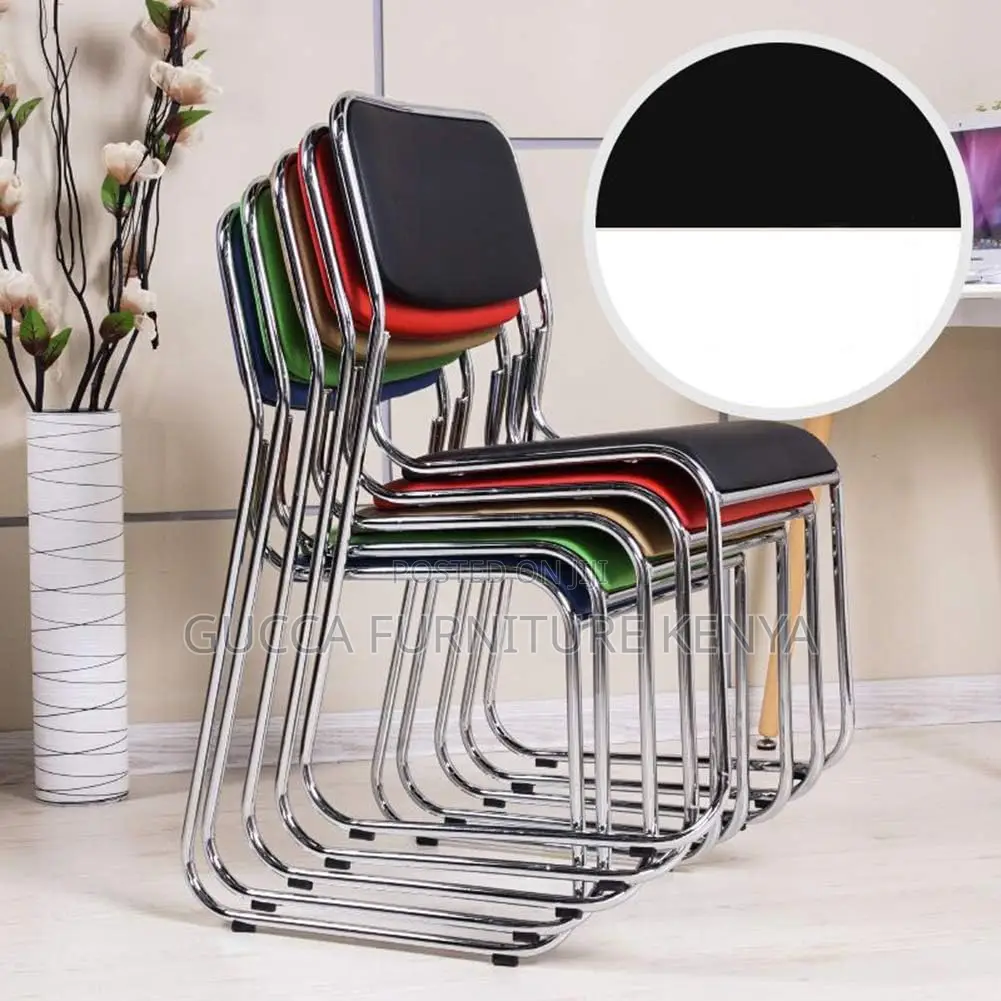 Office Chairs: Chrome Leather Office Guest Chair