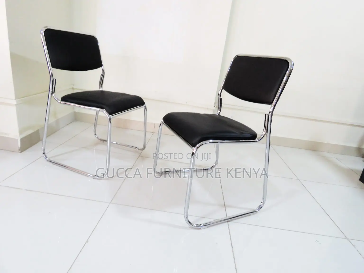 Office Chairs: Chrome Leather Office Guest Chair
