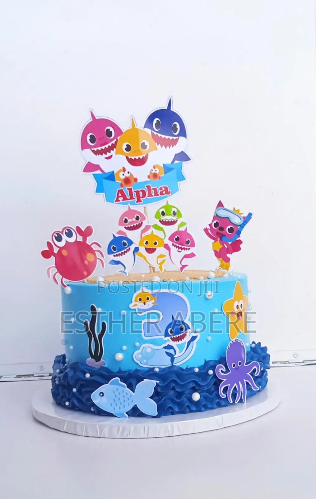 1kg Blueberry Cake. Theme Baby Shark