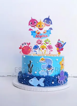 1kg Blueberry Cake. Theme Baby Shark