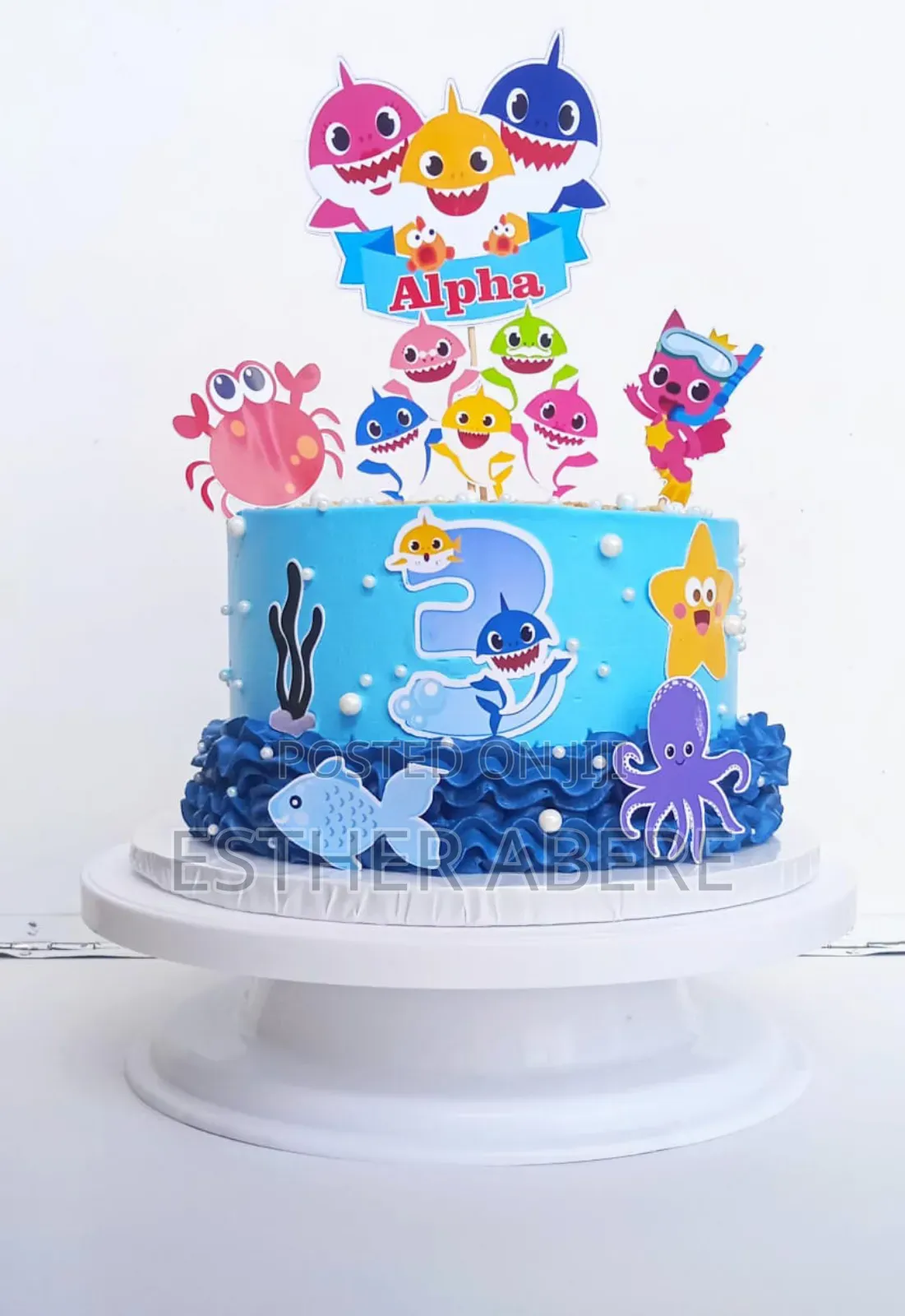 1kg Blueberry Cake. Theme Baby Shark
