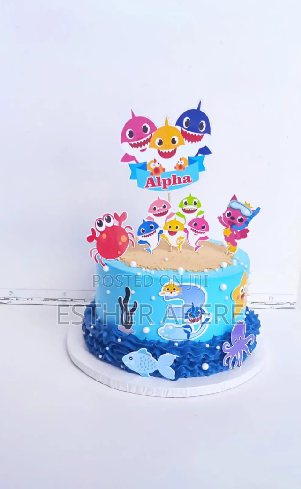 1kg Blueberry Cake. Theme Baby Shark