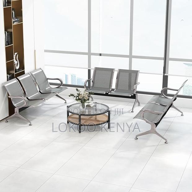 Office Benches:3-Seater Silver Airport Waiting Room Bench