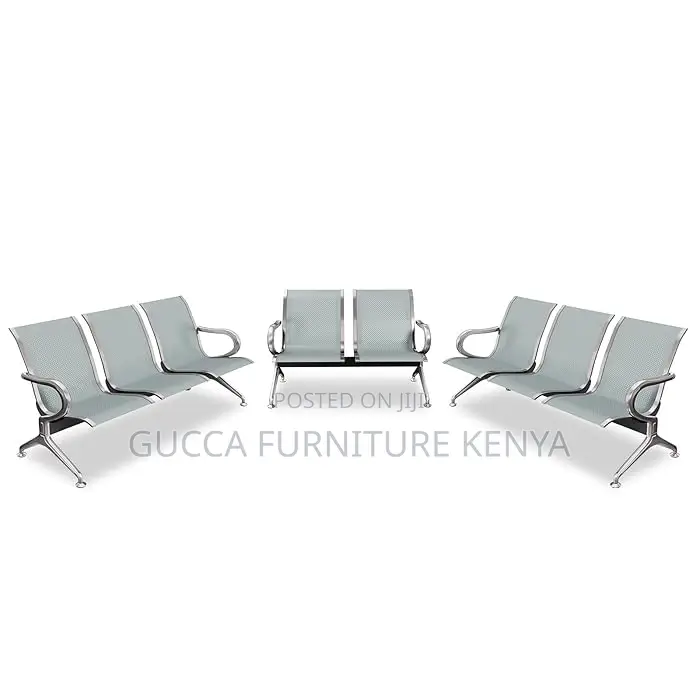 Office Benches:3-Seater Silver Reception Waiting Area Bench
