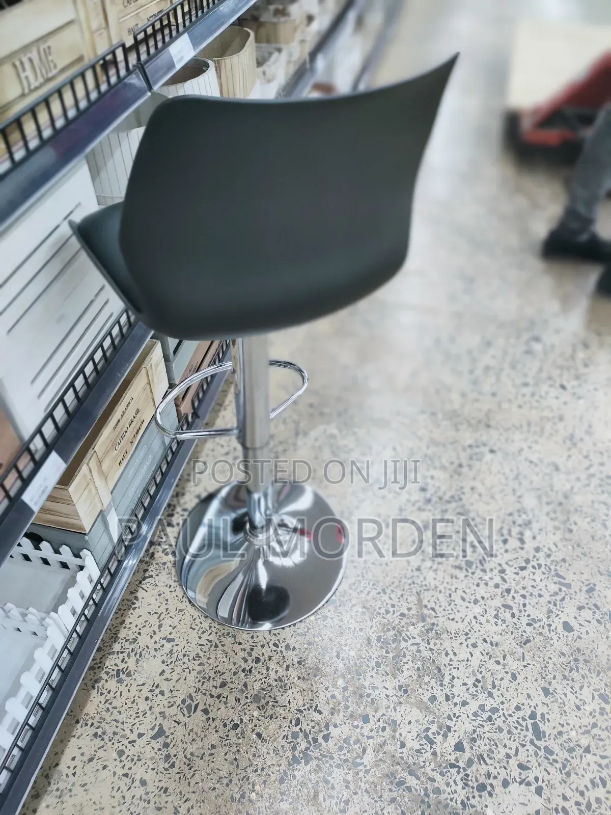 Swivel Padded Adjustable Height Black Barstool