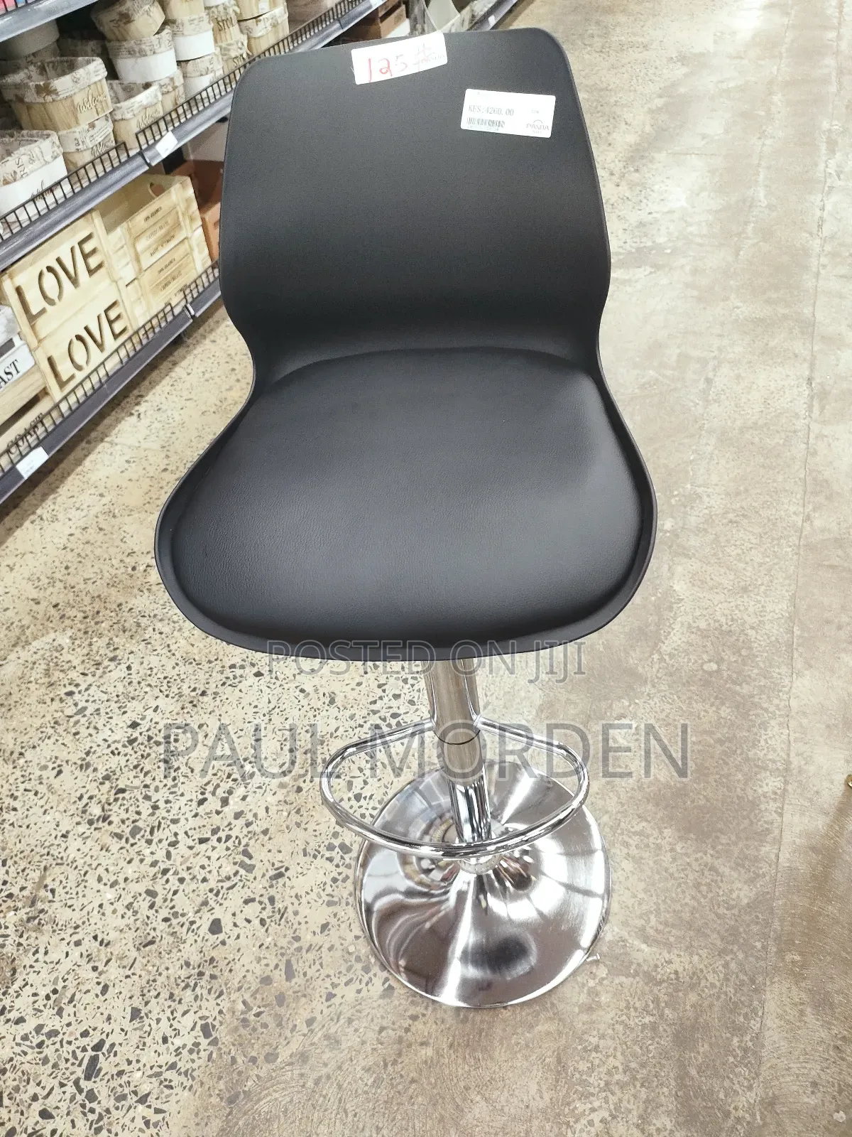 Swivel Padded Adjustable Height Black Barstool