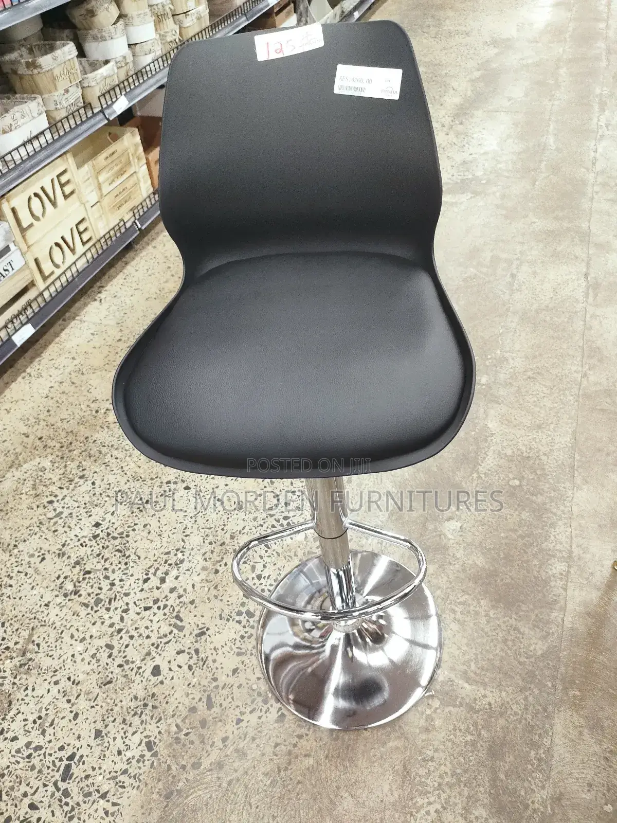 Swivel Padded Adjustable Height Black Barstool