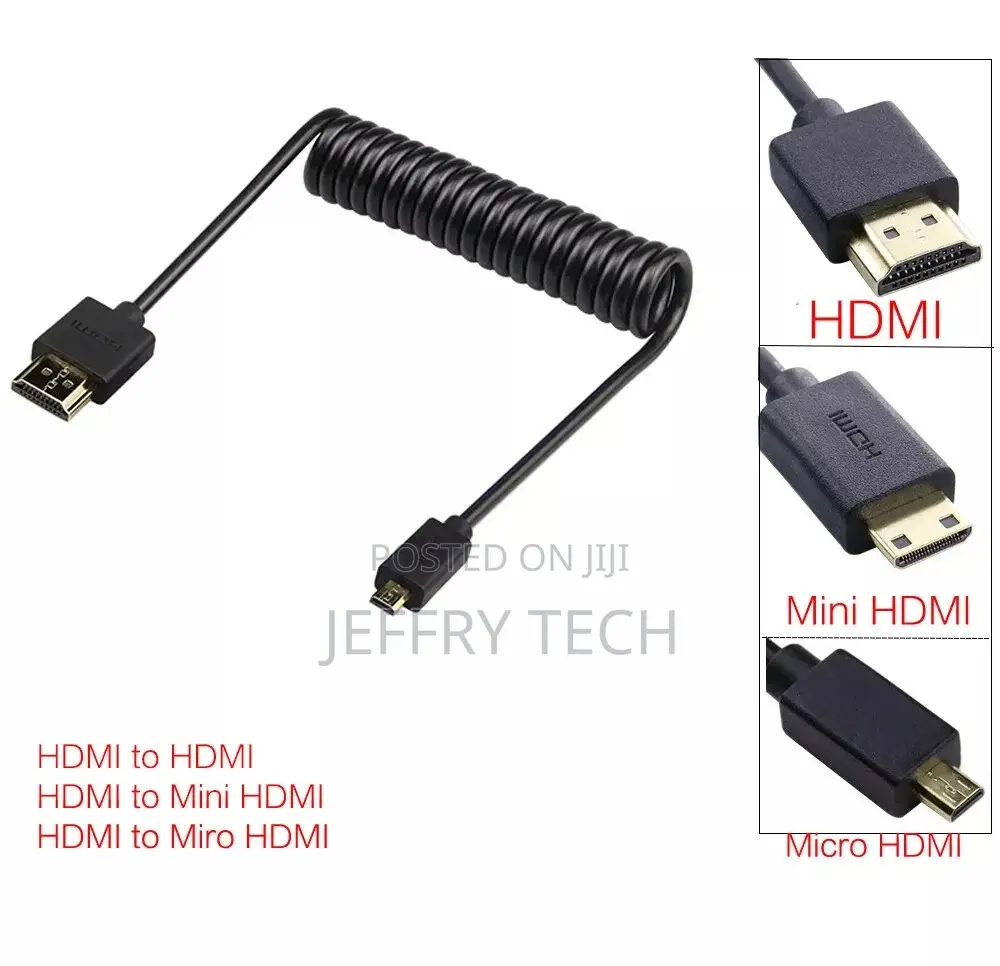 Micro HDMI to HDMI Cable Spiral Cable