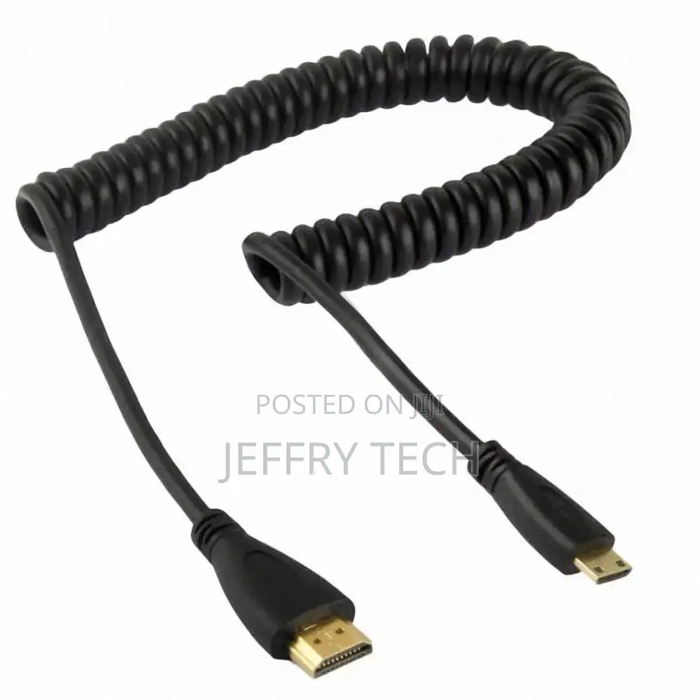 Mini HDMI Male to HDMI Male V1.4 1080p Spring Coiled Stretch