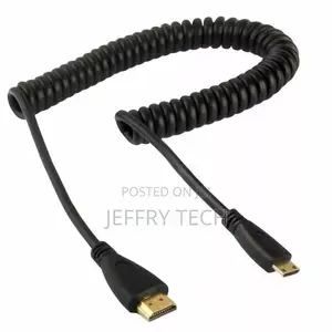 Mini HDMI Male to HDMI Male V1.4 1080p Spring Coiled Stretch