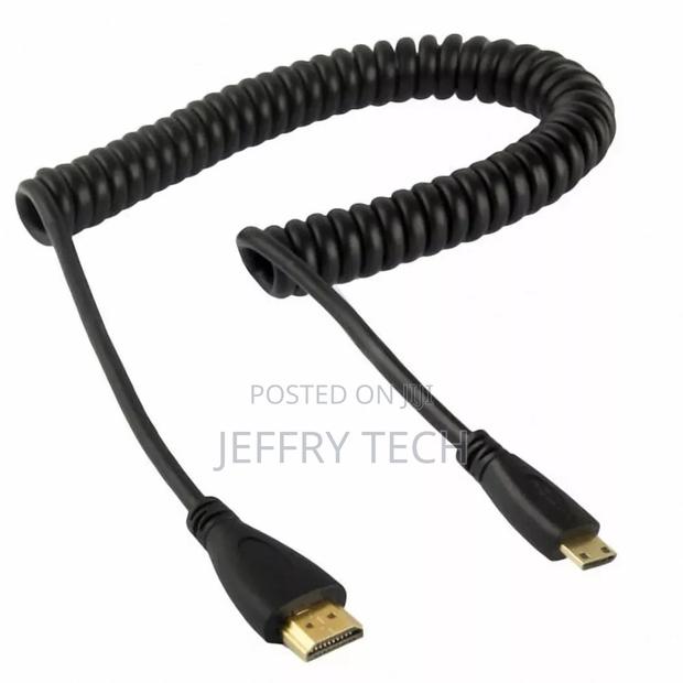 Mini HDMI Male to HDMI Male V1.4 1080p Spring Coiled Stretch