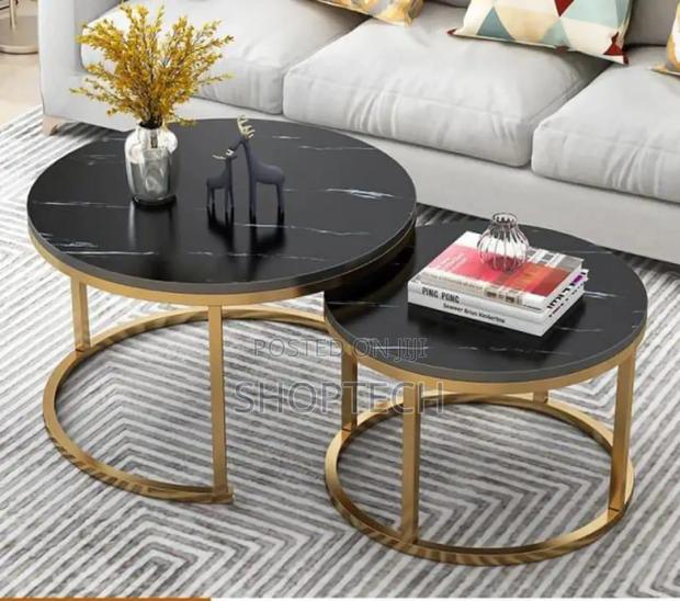Black Nesting Coffee Table Marble Effect (MDF) - main view