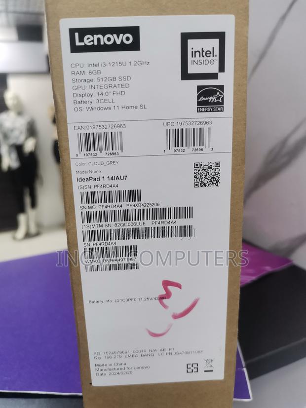 New Laptop Lenovo IdeaPad 1 8GB Intel Core I3 SSD 512GB