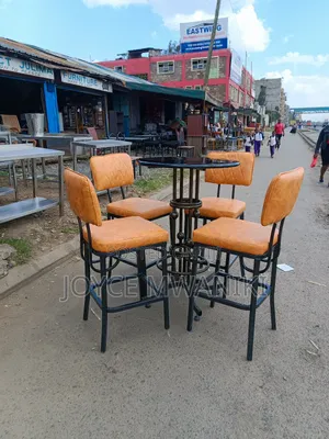 Bar Set of High Chairs and a Table, Powder Coated