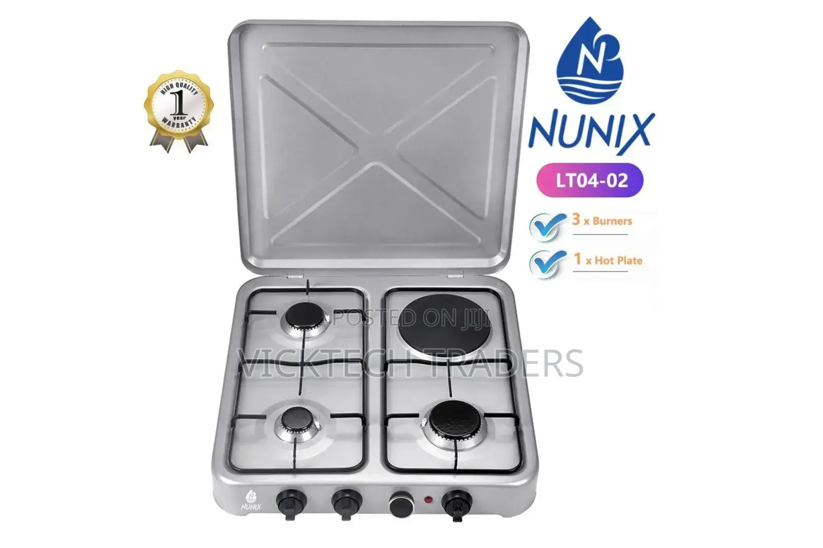 Cooker,Nunix 3gas + 1electric Plate
