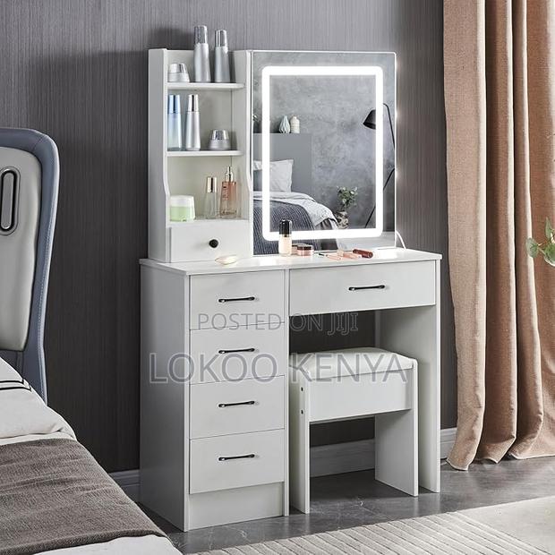 Dressers: Vanity Make Up Dressing Table With Cushioned Stool - thumbnail 6
