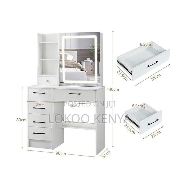 Dressers: Vanity Make Up Dressing Table With Cushioned Stool - thumbnail 7