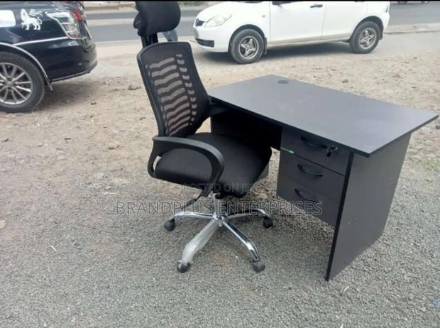 Grey Desk and Headrest Chair