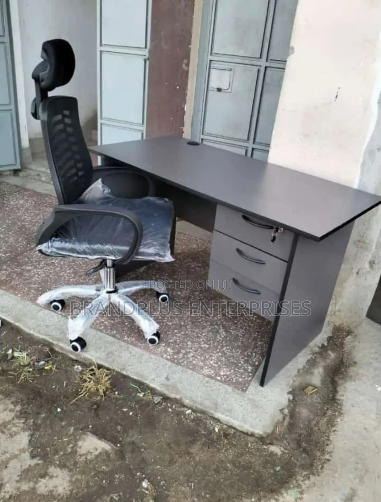 1.2m Gray Study/Office Desk and Ergonomic Headrest Chair