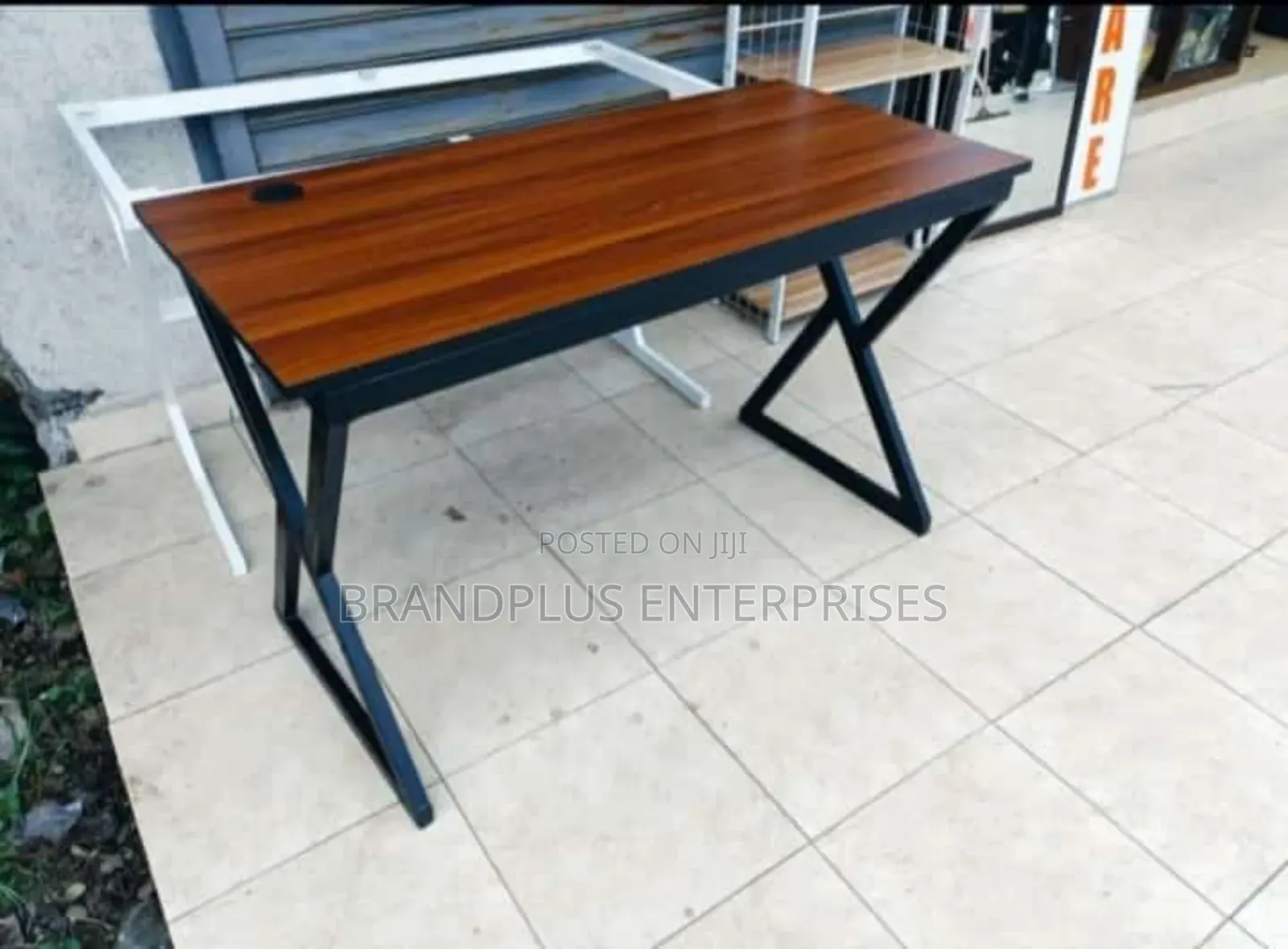 1.2m Dark Walnut Metallic Stand Table