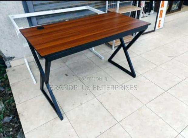 1.2m Dark Walnut Metallic Stand Table