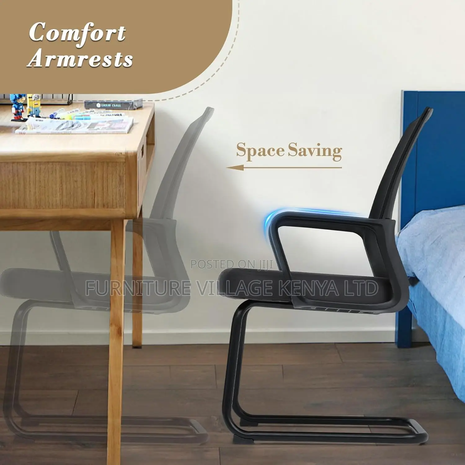 Guest Side Chair With Upholstered Seat Lumbar Support