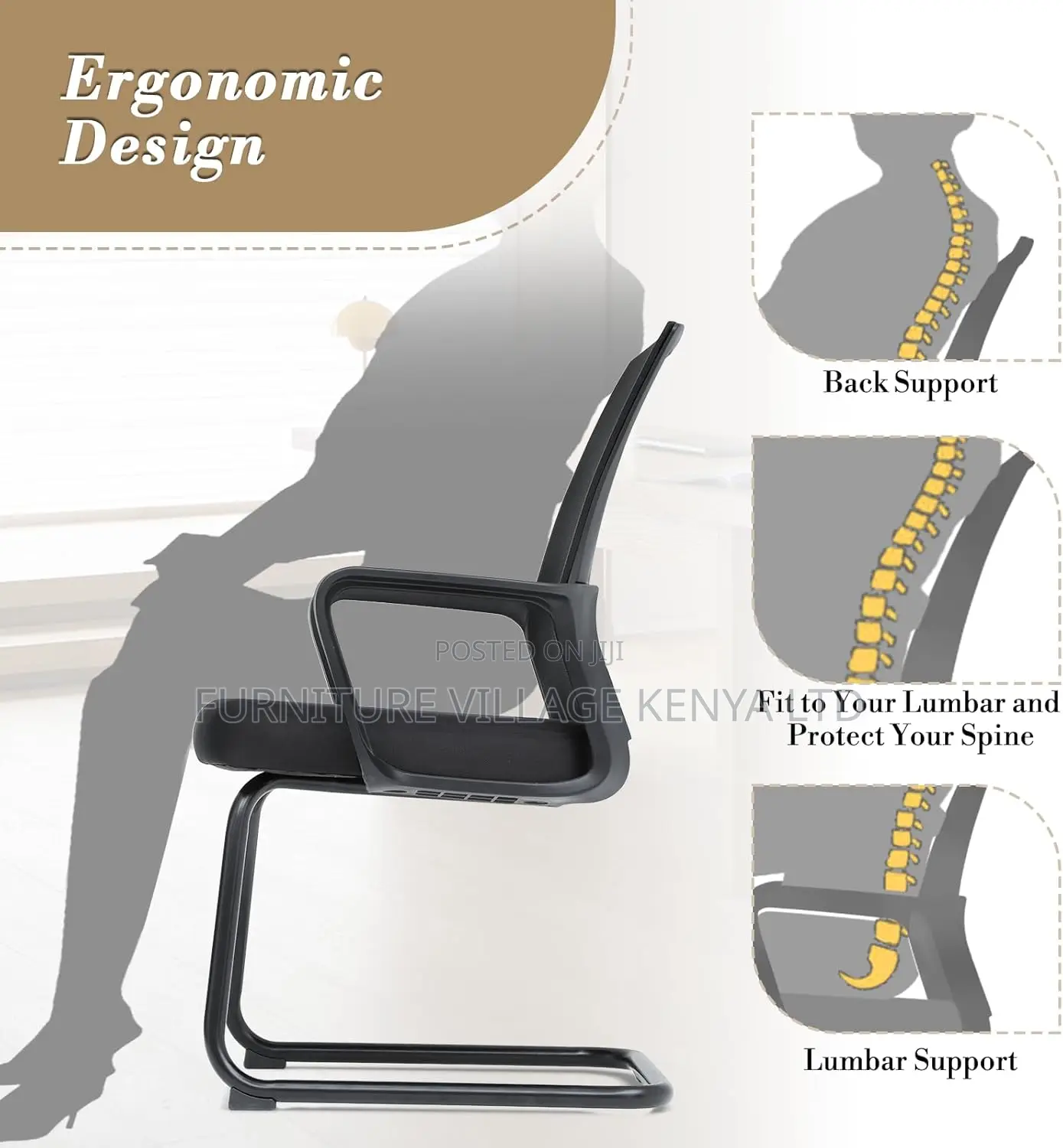 Guest Side Chair With Upholstered Seat Lumbar Support